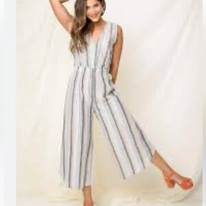 Audrey 3 + 1 Jump Through Hoops Cropped Wide Leg Jumpsuit Large NWT